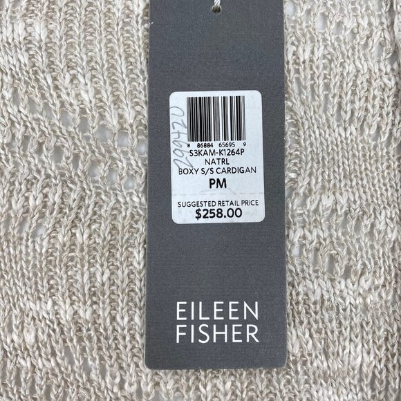 Eileen Fisher Beige Boxy Short Sleeve Knit Cardigan | New with Tags - Picture 6 of 7